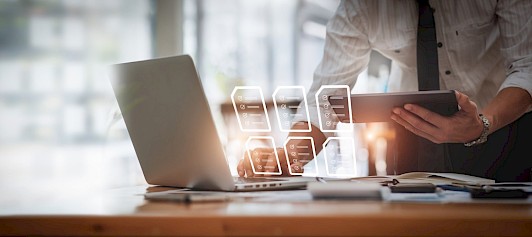 a corporate employee uploads essential documents