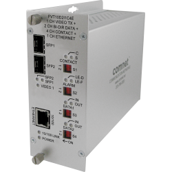 Example of 10-bit Digitally Encoded Video + 2 Bi-directional Data + Aiphone™ Intercom + 4 Contact Closure + 100Mbps Ethernet + Redundant Point-to-Point Dual SFP Optical Ports