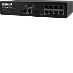Example of Commercial Grade 9 Port Gigabit Managed Ethernet Switch with (7) 10/100/1000TX + (2) 1000FX SFP or 10/100/1000TX Ports