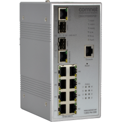 Example of Managed Ethernet Switch with (8) 10/100 BASE-TX + (2) 10/100/1000 BASE-TX/FX Combo Ports and Power over Ethernet (PoE)