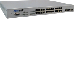 Example of Environmentally Hardened Managed Ethernet Switch with (24) 10/100TX + (2) 10/100/1000TX / 1000FX RJ45 or 1000FX SFP Ports