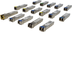 Example of Small Form-Factor Pluggable (SFP) Copper and Optical Fiber Transceivers