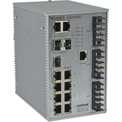 Example of Electrical Substation-Rated Managed Ethernet Switch, with (7) 10/100T(X) + (3) Configurable 10/100/1000T(X)/100/1000FX Ports