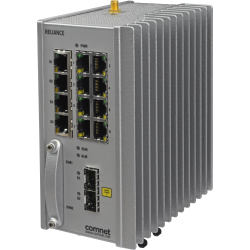 Example of Substation-Rated, Enhanced Security SCADA-Aware Ethernet Layer 2 Managed Switch/Layer 3 Router With Optional 2G/3G & 4G LTE Cellular Radio Link, Enhanced Network Security, Terminal Server, PoE+, and 100FX SFP Ports