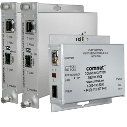 Example of 10/100 Mbps Ethernet media converter Electrical to SFP Optical with Power over Ethernet